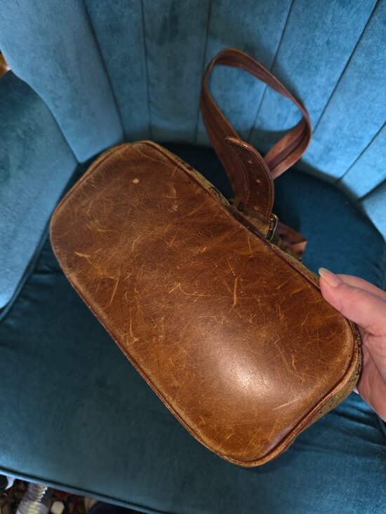 Vintage J. Jill Tapestry Leather Sling Bag Boho Southwestern Purse main image 10